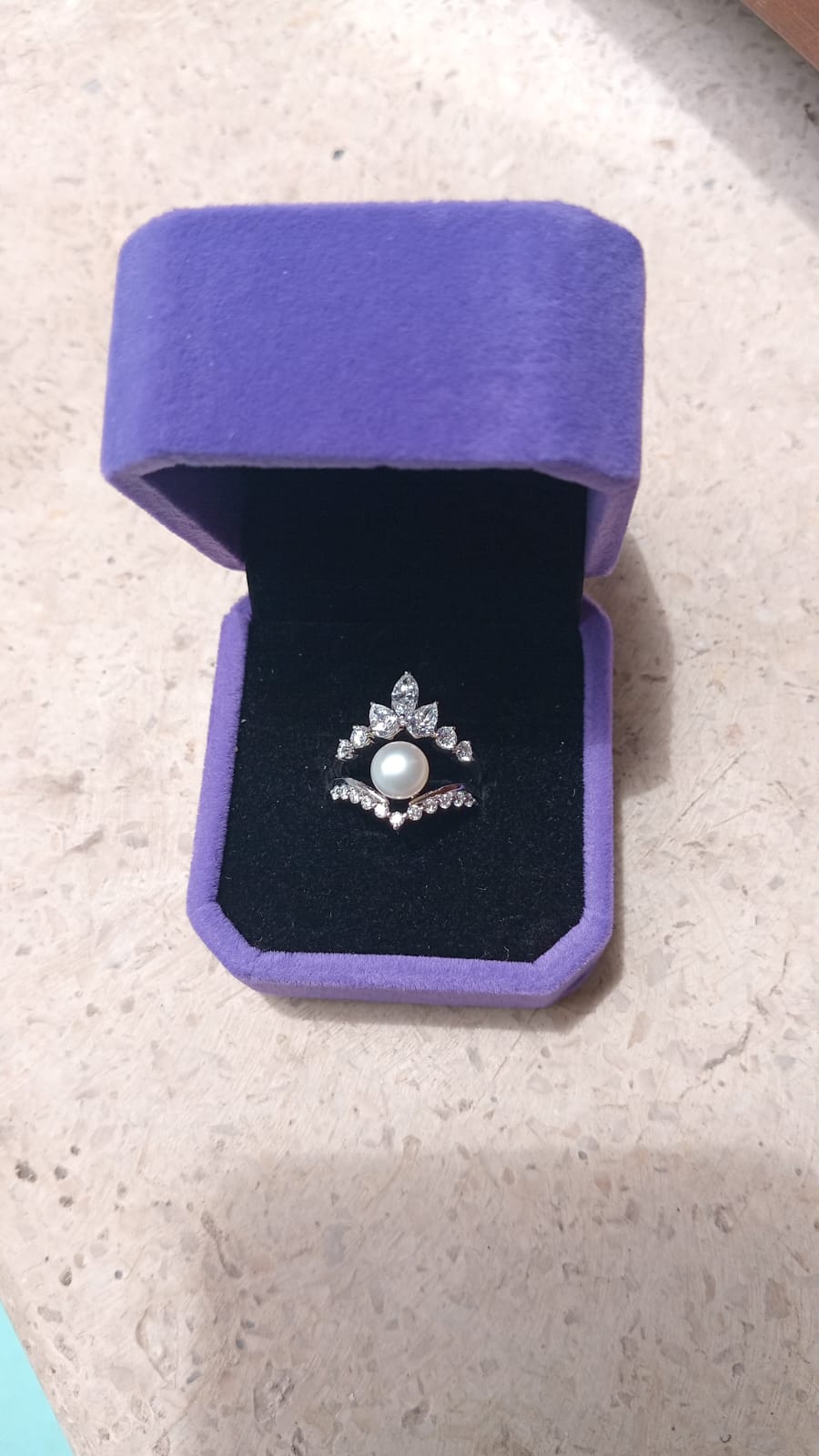 LV PEARL MAMA CUSTOM: Pearl Bridal Engagement Ring & Band