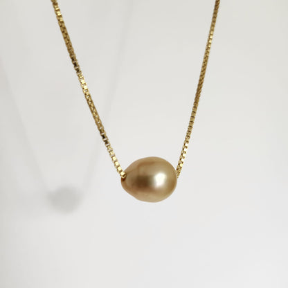 'RAYA' Golden South Sea Floating Pearl Necklace (10.5-12.0mm)