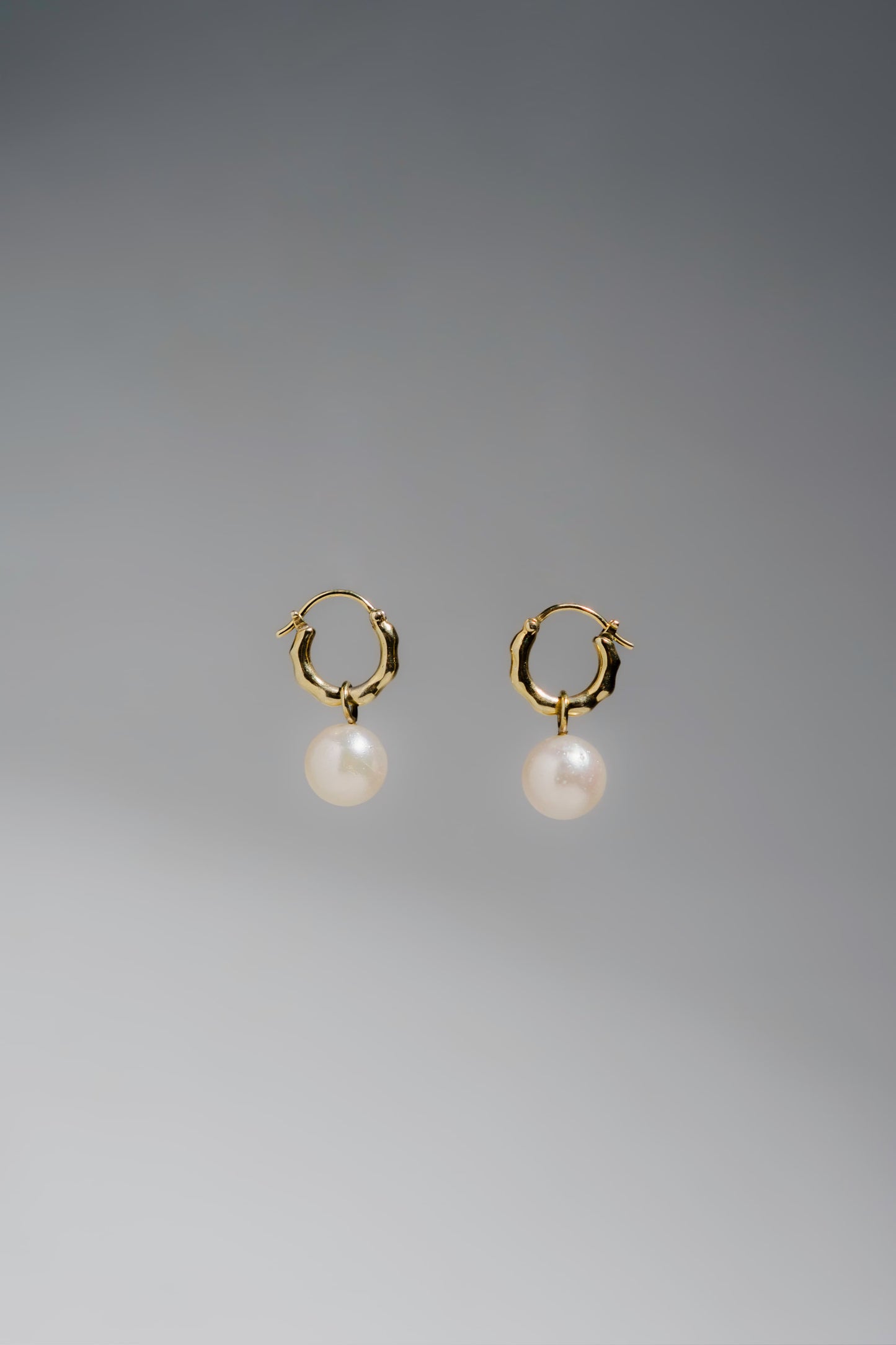 'MATAHARI' Gold Vermeil Chunky Hoop Earrings + 'PUTIH' White South Sea Drop Pearl Charms (12.0-12.5mm)